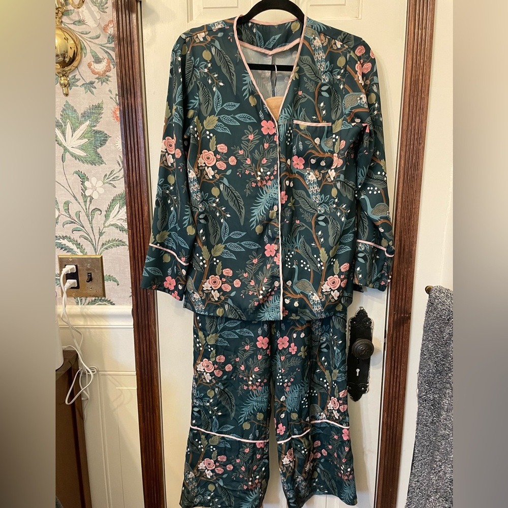 Rifle Paper Co and Summersalt Pajama Set Peacock Print